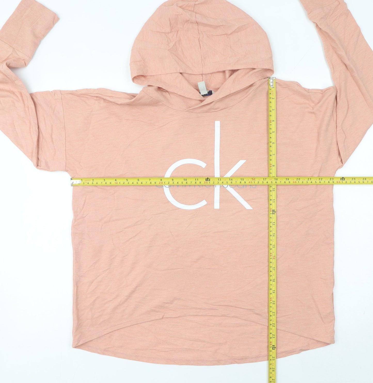 Calvin Klein Women’s Pink Pullover Hoodie L Long Sleeve Logo Casual