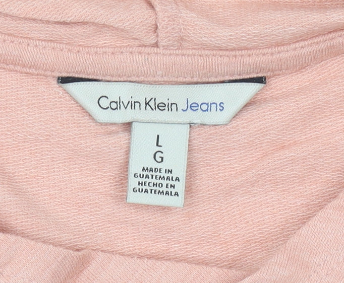 Calvin Klein Women’s Pink Pullover Hoodie L Long Sleeve Logo Casual