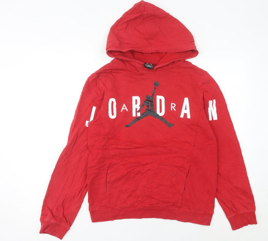 Jordan Unisex Adults Red Hoodie Size 8 UK Cotton Pullover Jumpman Logo