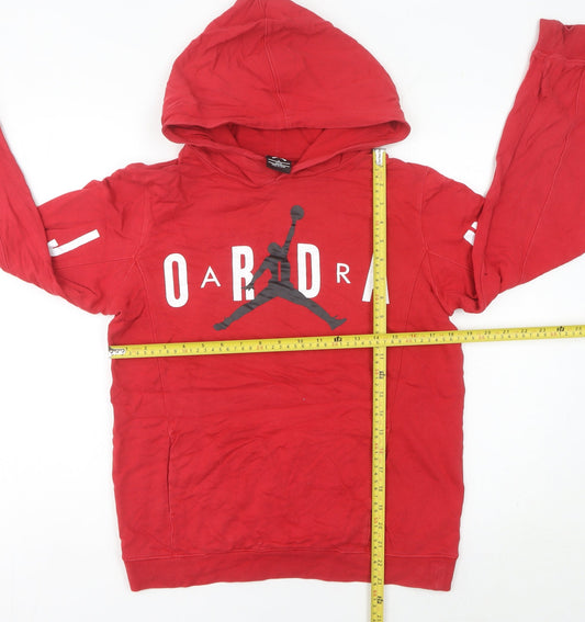 Jordan Unisex Adults Red Hoodie Size 8 UK Cotton Pullover Jumpman Logo