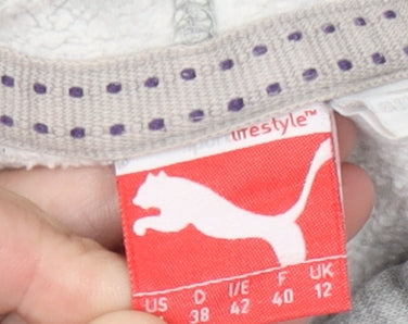 Puma Womens Grey Pullover Hoodie Size 12 Regular Fit Logo Casual