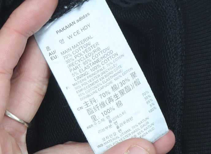 Adidas Womens Black Hoodie Size 8 Pullover Logo Cotton Blend