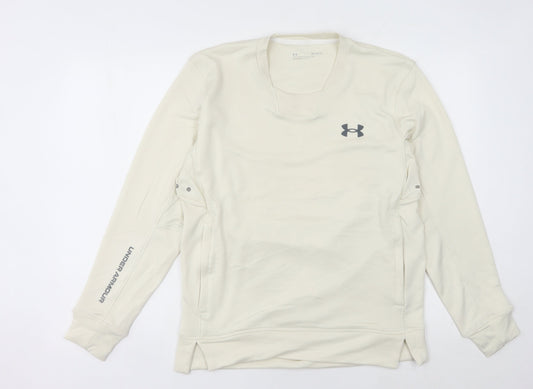 Under Armour Womens Ivory Sweatshirt Size 12 Athletic Fit