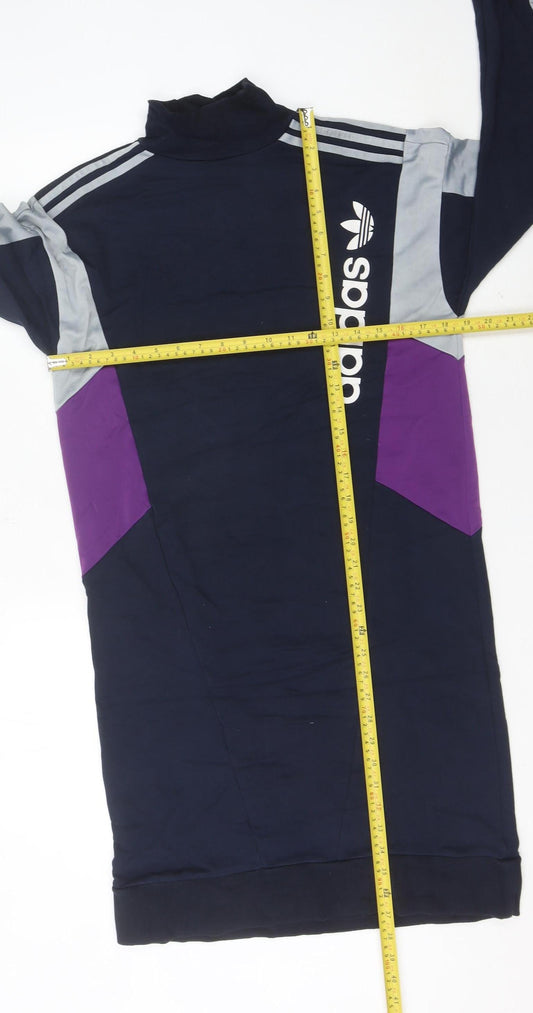 Adidas Women’s Blue Grey Purple Colourblock T-Shirt Dress Size 10