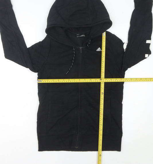 Adidas Womens Black Size 12 Full Zip Hoodie Sportswear Logo