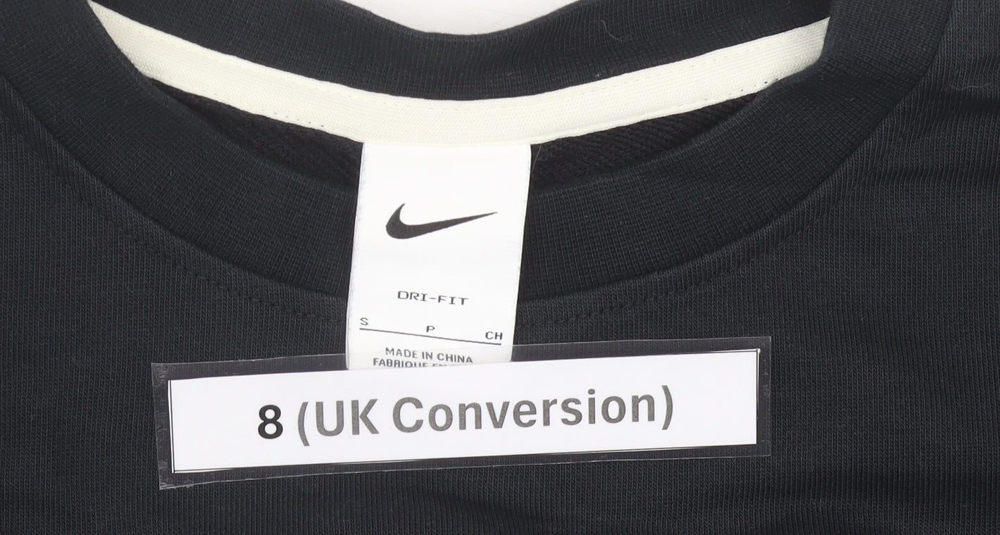 Nike Women’s Black Sweatshirt Size 8 UK Cotton Blend Dri-Fit
