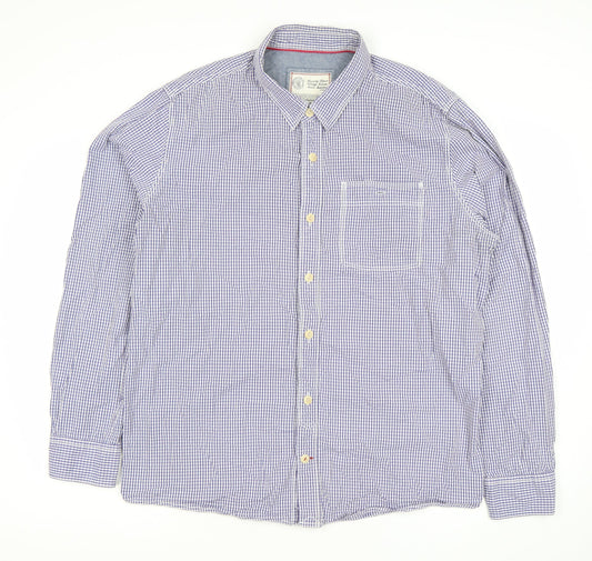 Fat Face Mens Blue Check Cotton Long Sleeve 2XL Dress Shirt