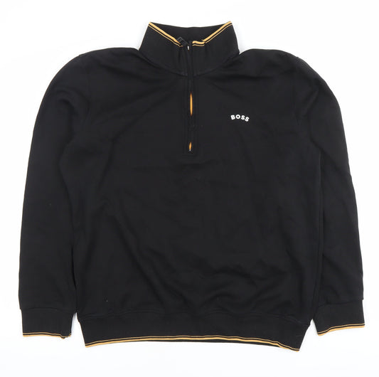 BOSS Mens Black XL 1/2 Zip Sweatshirt with Logo