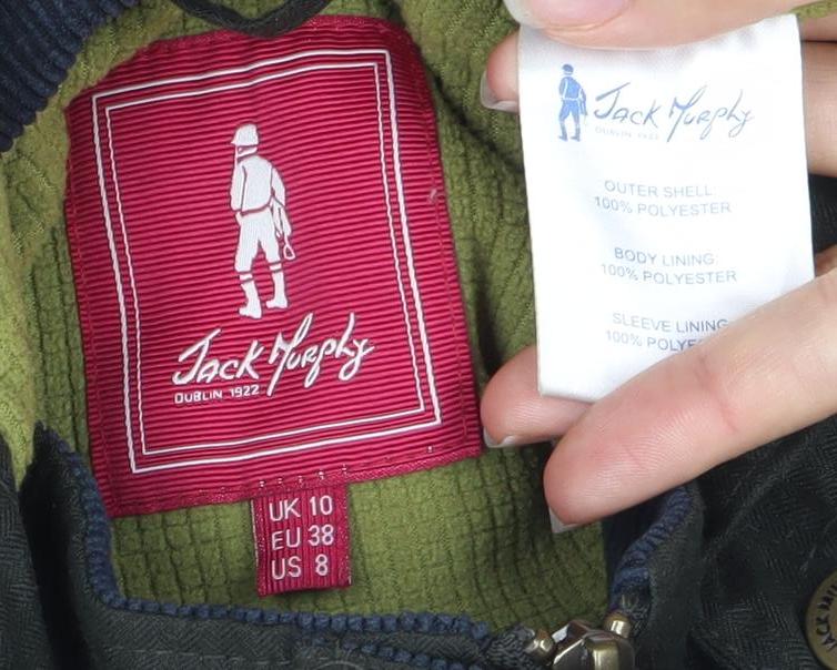 Jack Murphy Womens Green Size 10 Hooded Waterproof Rain Jacket