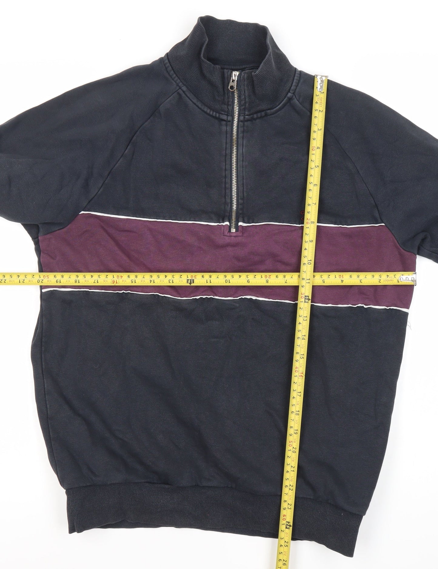 Farah Men’s Blue Half Zip Sweatshirt M Regular Fit Logo