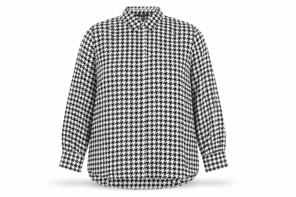 New Look Women’s Black White Houndstooth Button-Up Shirt Size 18