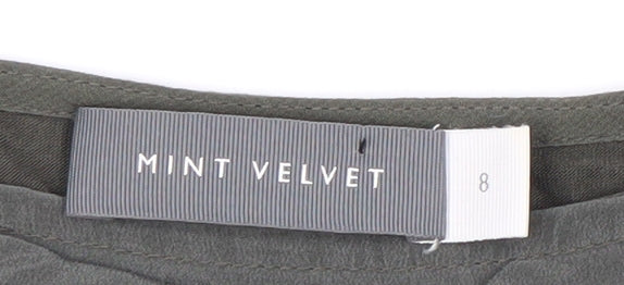 Mint Velvet Women Grey Size 8 Silk Blend Star Embroidered T-Shirt