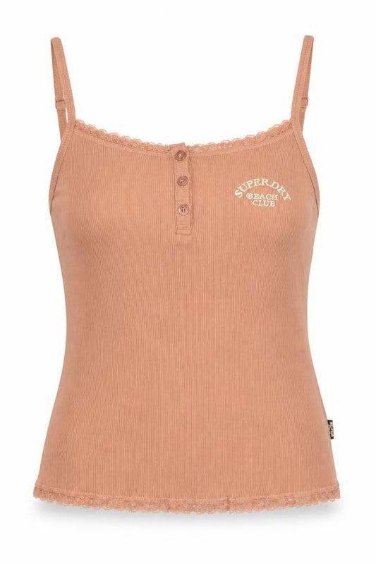 Womens UK Size 12 Superdry Brown Cotton Blend Tank