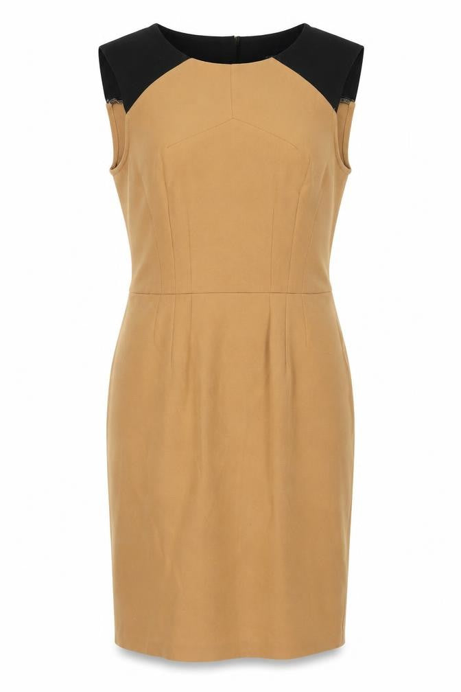 Closet Womens Brown Black Sheath Dress Size 12 Sleeveless Knee Length