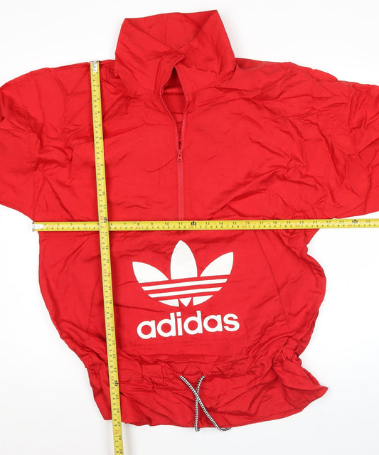 Adidas Womens Red Windbreaker Jacket Size 12 Nylon Sportswear