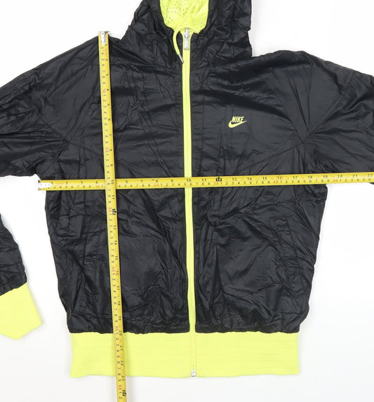 Nike Women Black XL Hooded Windbreaker Jacket Lightweight