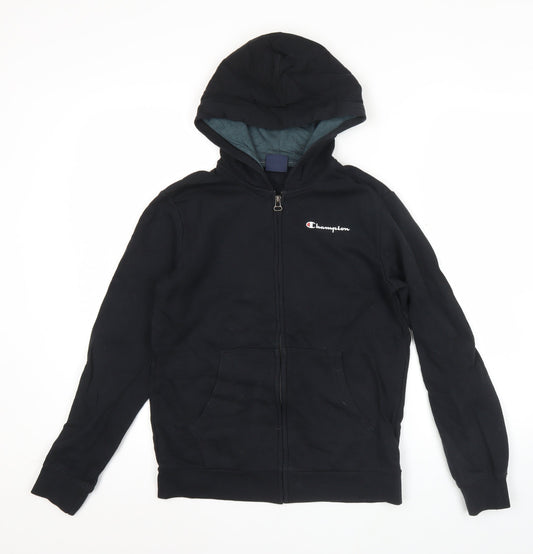 Champion Boys Black Full Zip Hoodie 11-12 Years Sports Casual