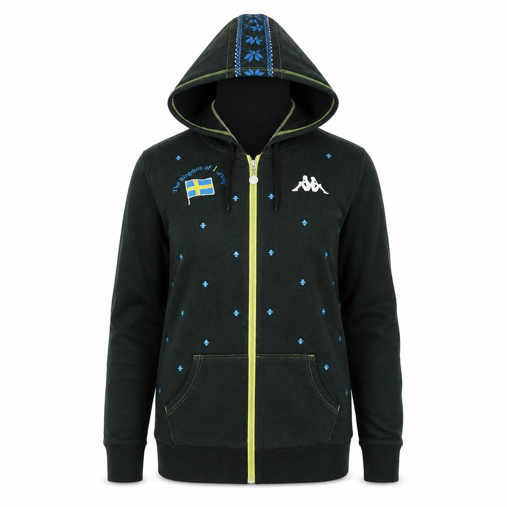 Womens UK 10 Regular Kappa Black Full Zip Hoodie