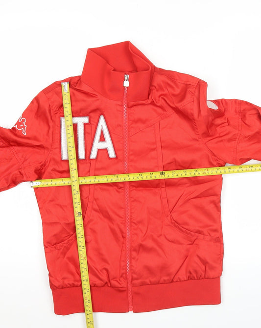Kappa Womens Red Track Jacket Size 8 Zip Up Sports Italy Logo