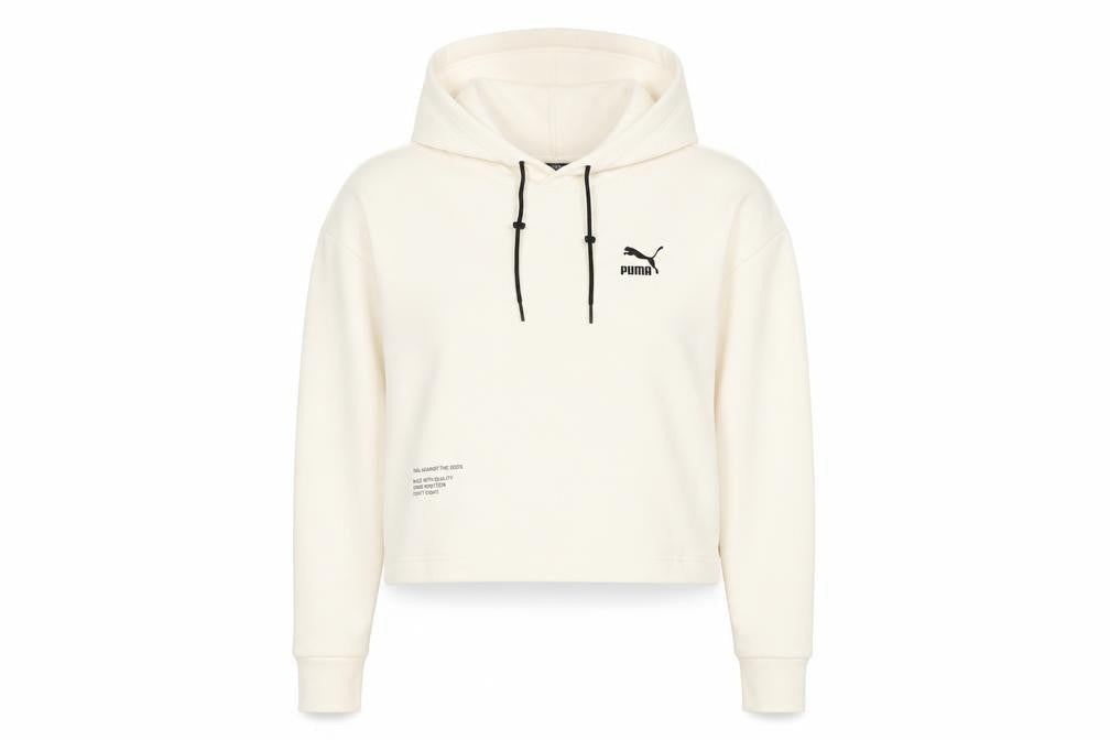 Womens UK S Regular PUMA Ivory Pullover Hoodie