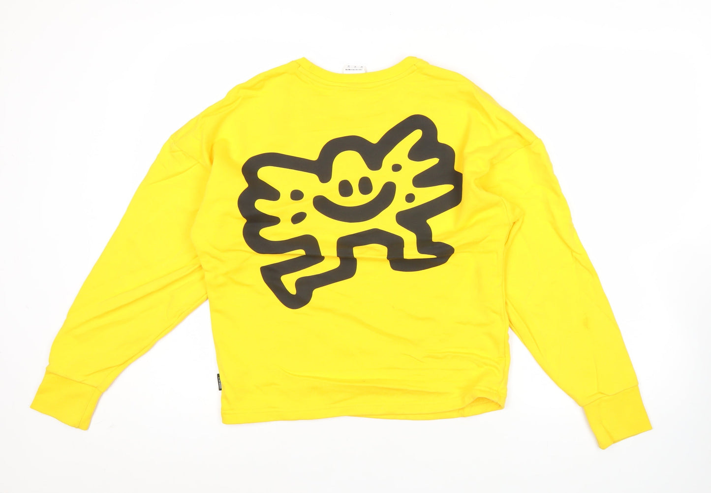 Puma x Mr Doodle Yellow Graphic Unisex Adults XS Pullover Sweatshirt