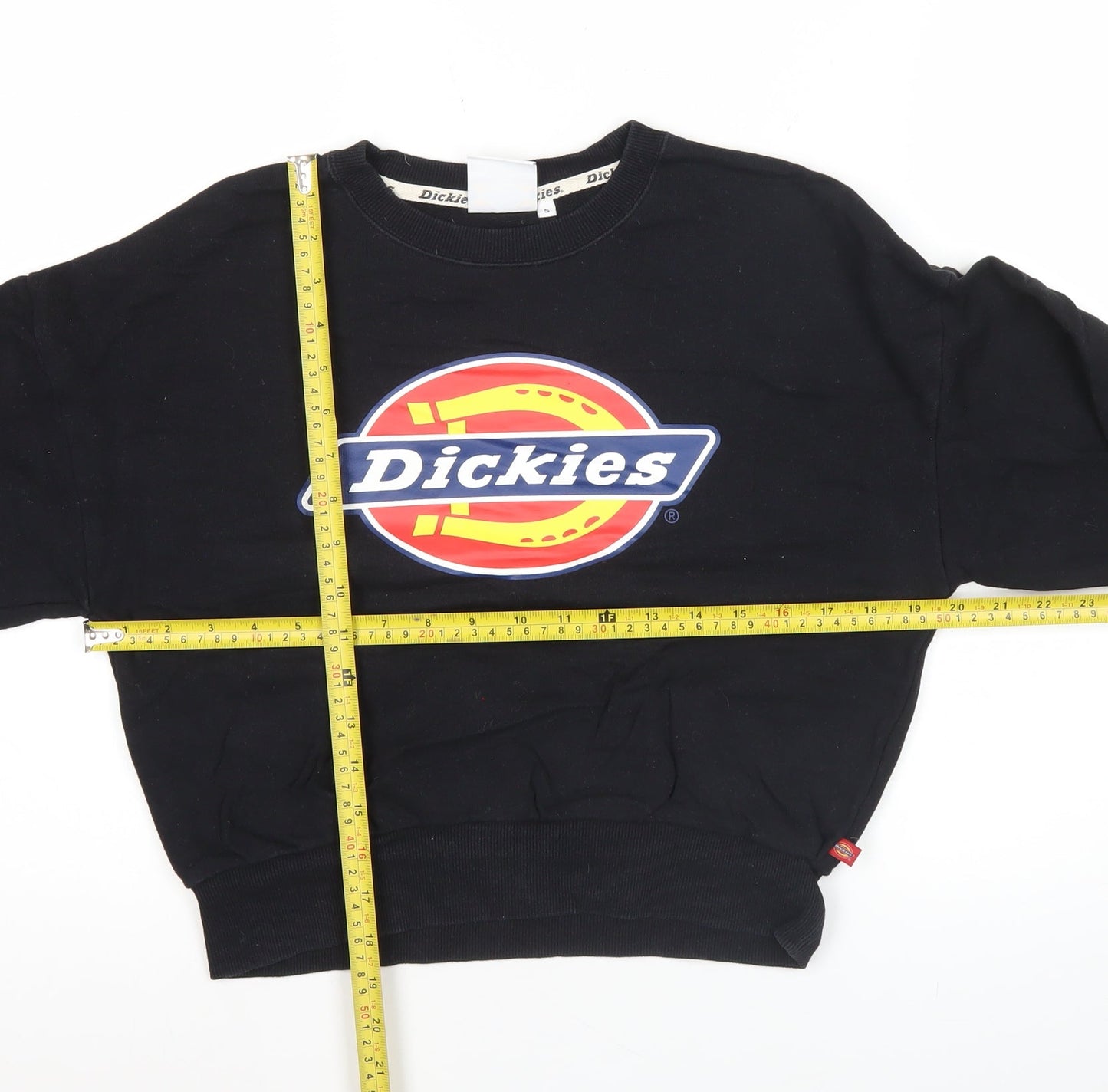 Dickies Womens Black Small Pullover Logo Sweatshirt Crew Neck