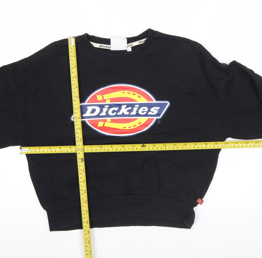 Dickies Womens Black Small Pullover Logo Sweatshirt Crew Neck