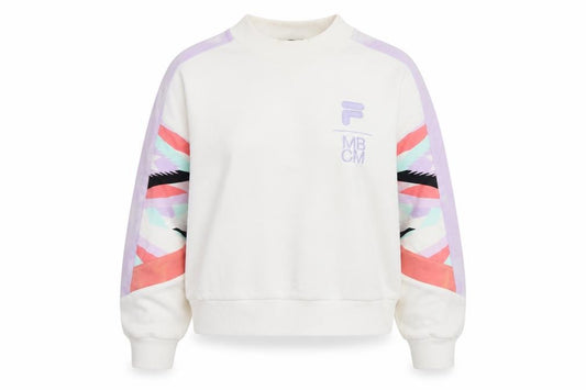 Fila Womens White Sweatshirt Size 8 Logo Pullover Crew Neck