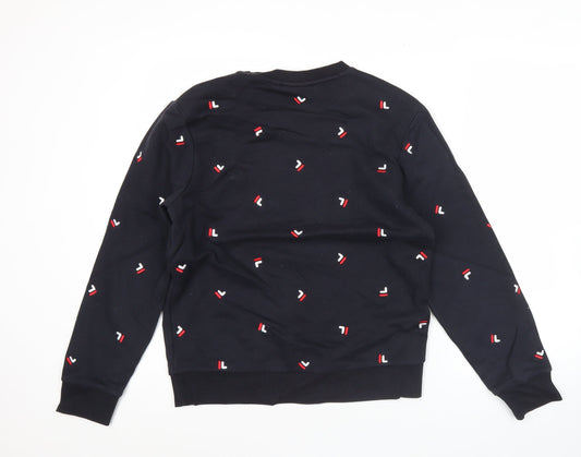 Fila Men’s Black Sweatshirt M Crew Neck Embroidered Logo Pullover