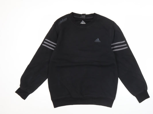 Adidas Mens Black L Pullover Sweatshirt Crew Neck Long Sleeve