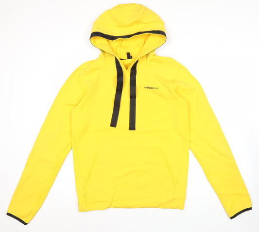Adidas Neo Men's Yellow Pullover Hoodie M Logo Hooded Sweatshirt