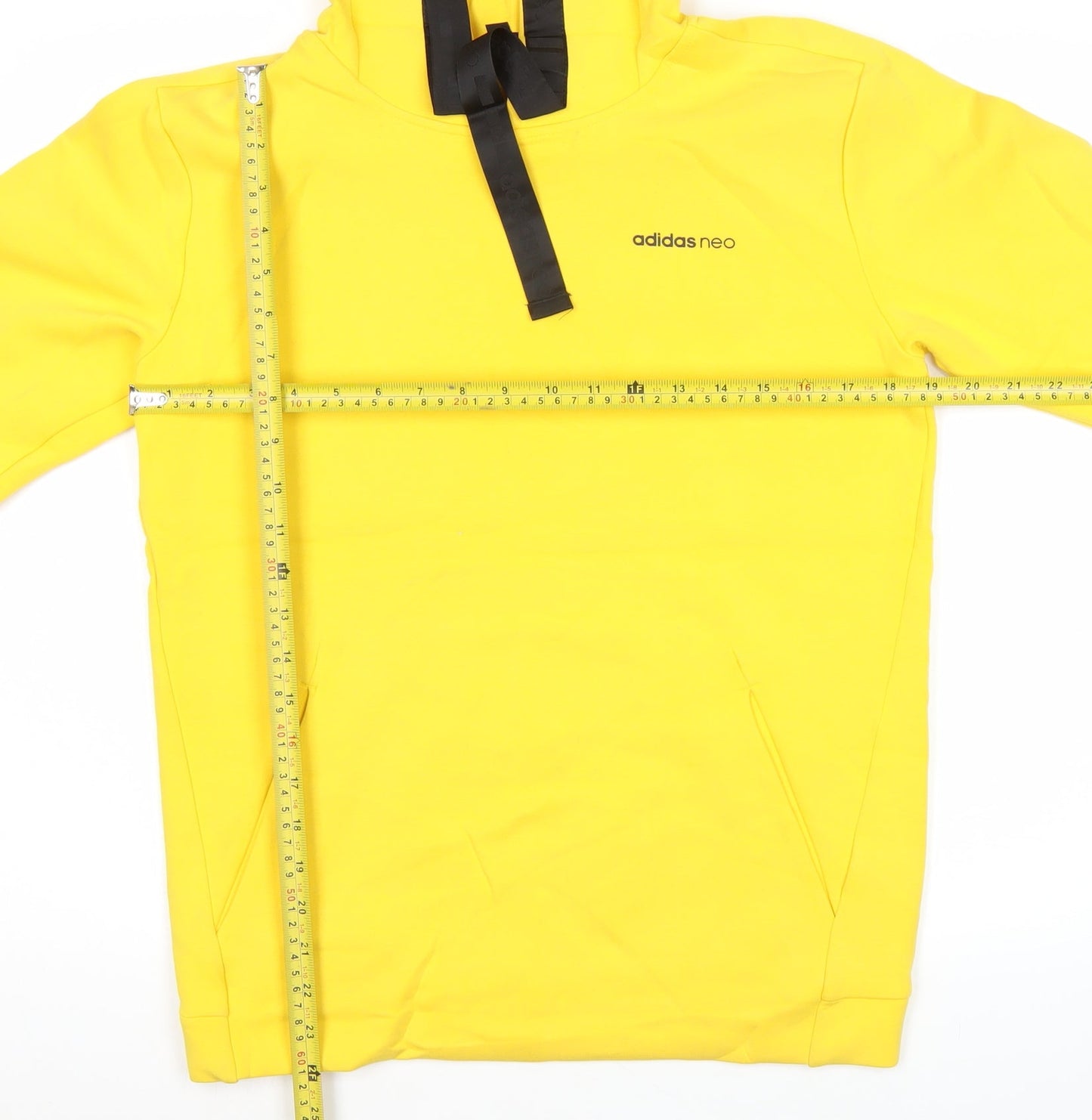 Adidas Neo Men's Yellow Pullover Hoodie M Logo Hooded Sweatshirt