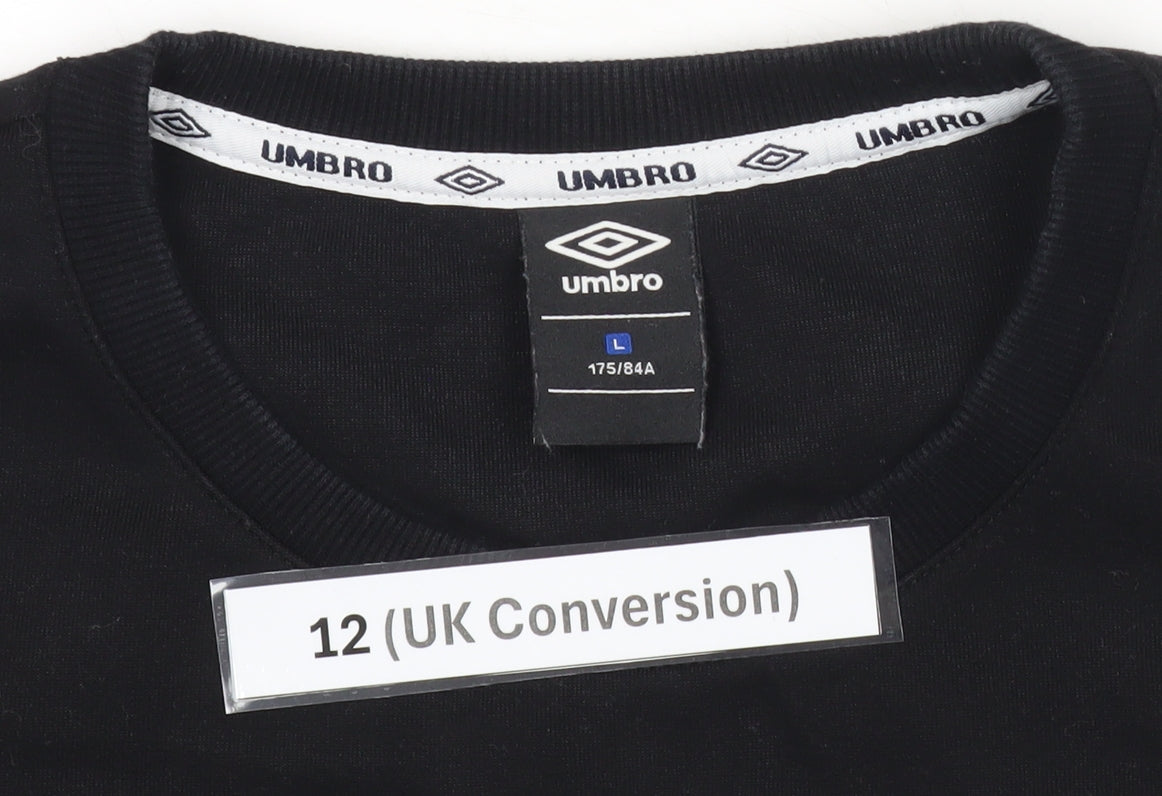 Umbro Womens Black Size 12 Pullover Sweatshirt Logo Graphic
