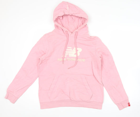 New Balance Women's Pink Pullover Hoodie Sweatshirt M Logo Print
