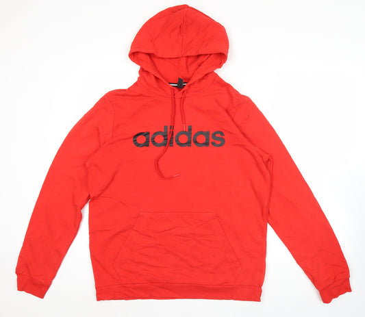 Adidas Men’s Red Pullover Hoodie Size L Graphic Logo Sportswear