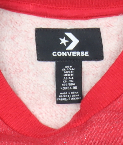 Converse Women Red Black White Pullover Sweatshirt Size M Crew Neck Logo