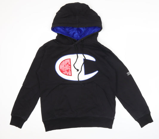 Champion Men’s Black Small Reverse Weave Pullover Hoodie Logo