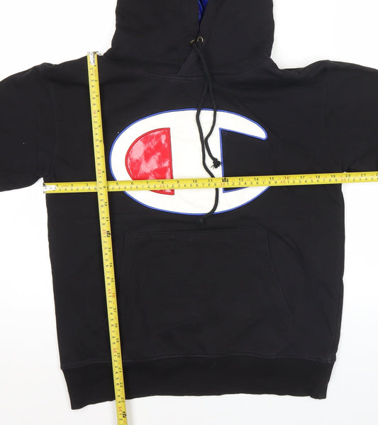 Champion Men’s Black Small Reverse Weave Pullover Hoodie Logo