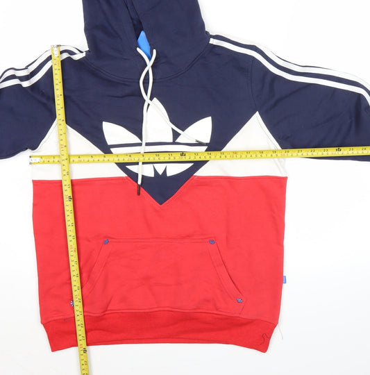Adidas Mens Blue Red White Pullover Hoodie M Logo Sportswear