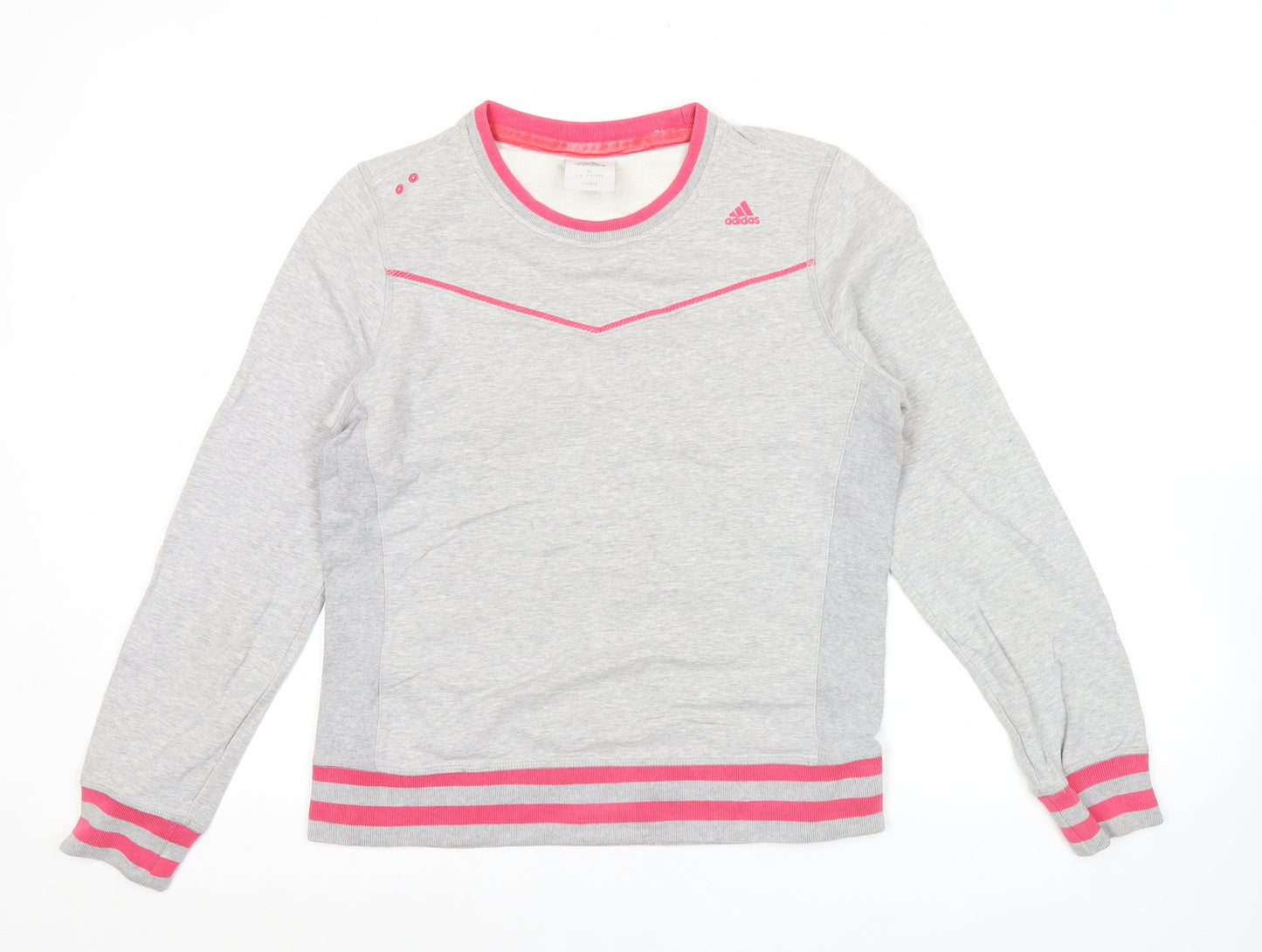 Adidas Womens Grey Pink Sweatshirt Size 14 UK Cotton Blend