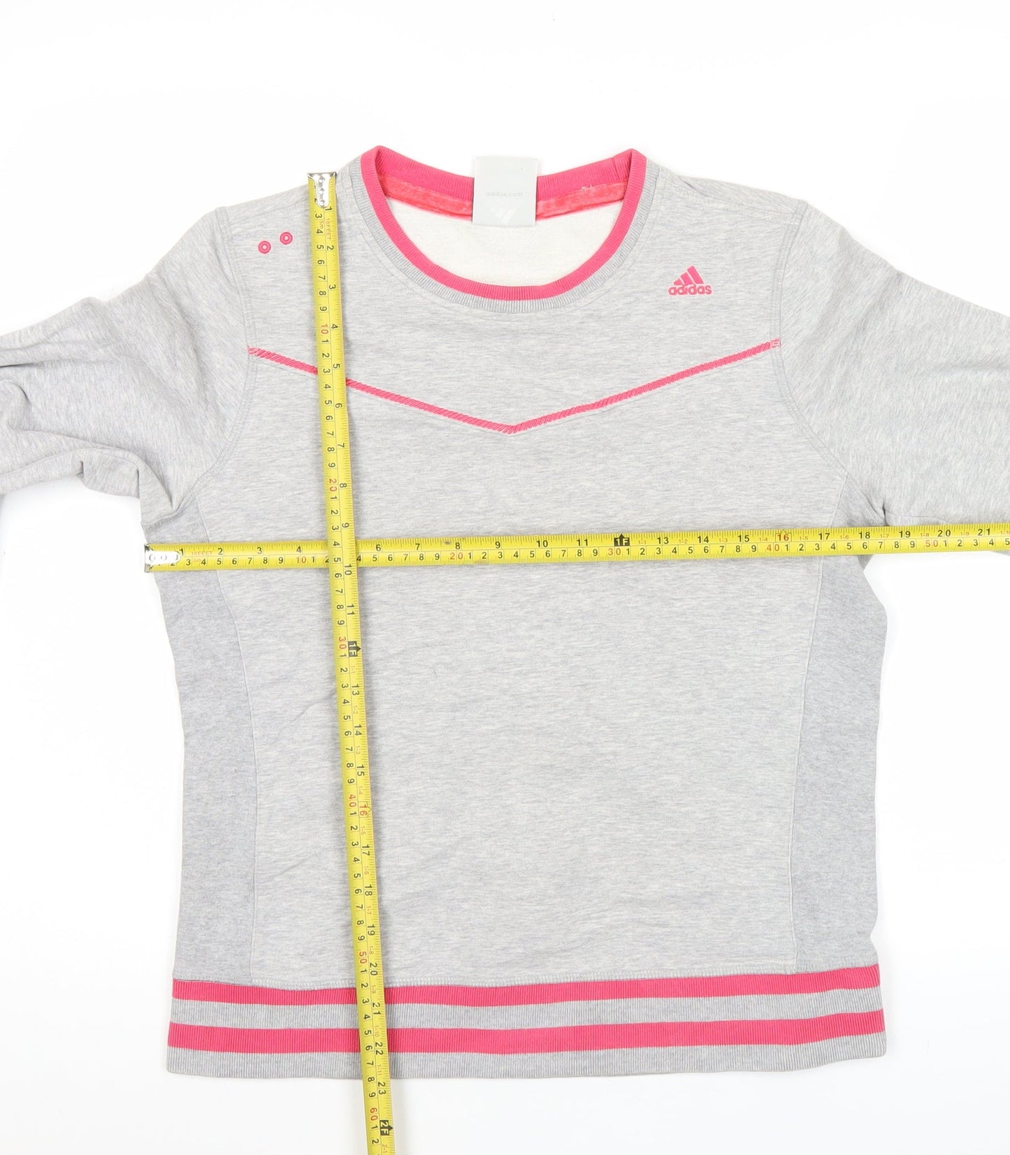 Adidas Womens Grey Pink Sweatshirt Size 14 UK Cotton Blend