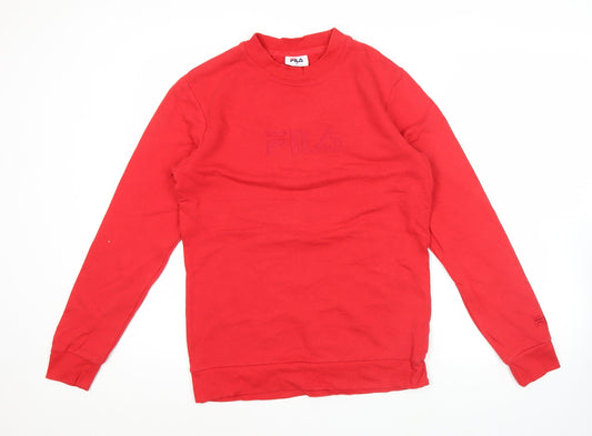 Fila Women’s Red Pullover Sweatshirt Size 8 Logo Casual Long Sleeve