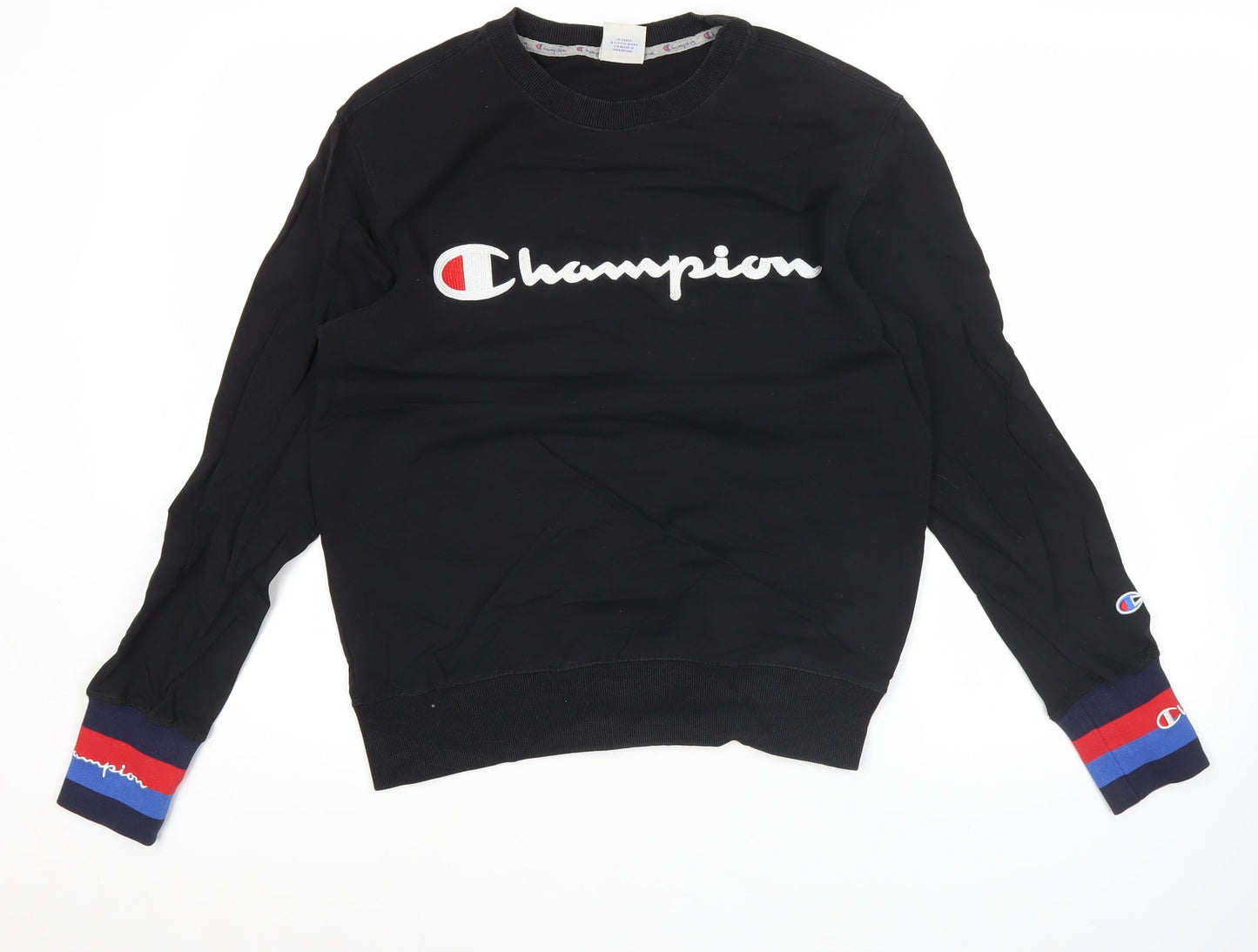 Champion Mens Black Small Sweatshirt Pullover Crew Neck Logo