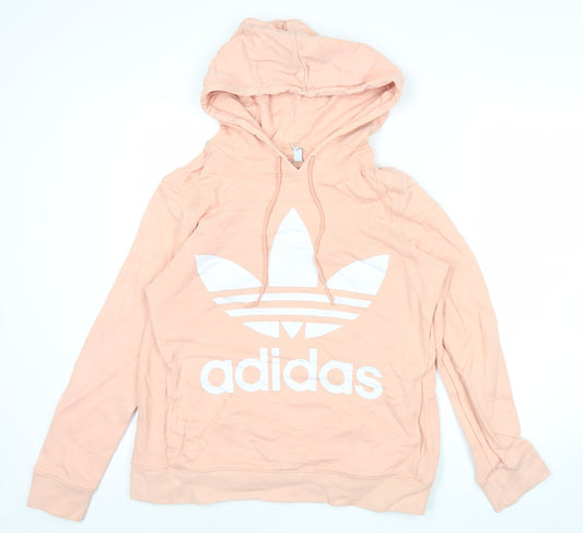 Adidas Womens Pink Pullover Hoodie Size 12 Regular Fit Logo Sportswear