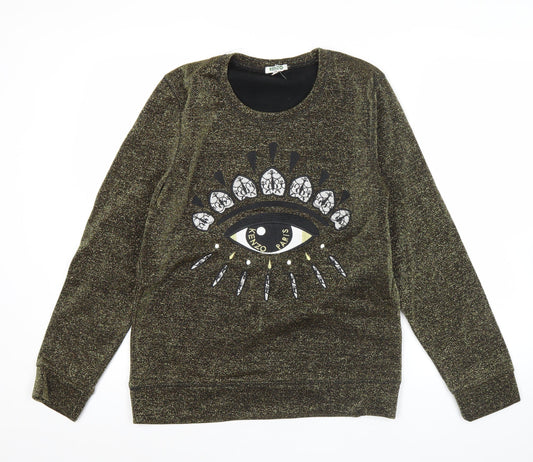 Kenzo Women’s Green Embroidered Eye Sweatshirt Size M Cotton