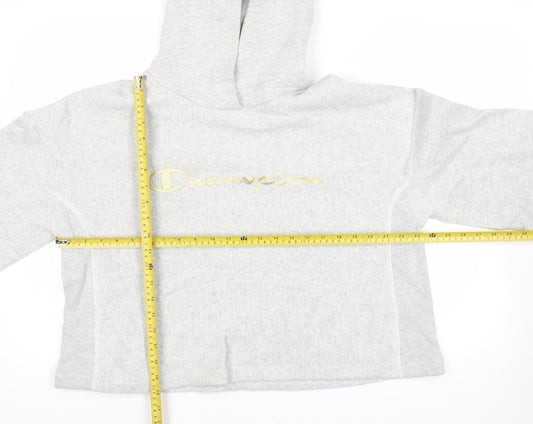 Champion Women’s Grey Pullover Hoodie Large Relaxed Fit Logo