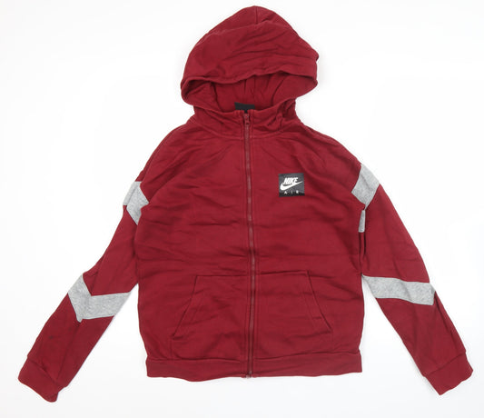 Nike Teens Red Full Zip Hoodie XL 80cm Logo Sports Casual