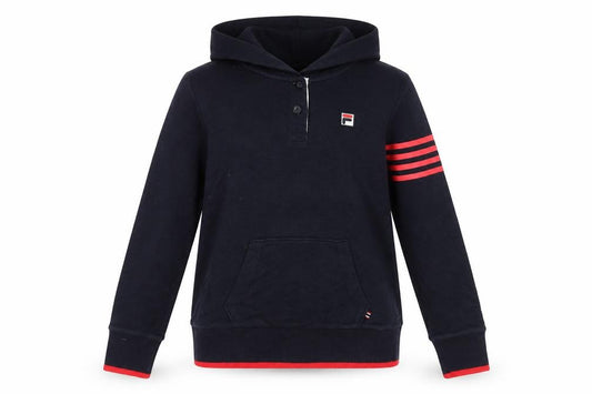 Womens UK 12 Regular FILA Black Henley Hoodie