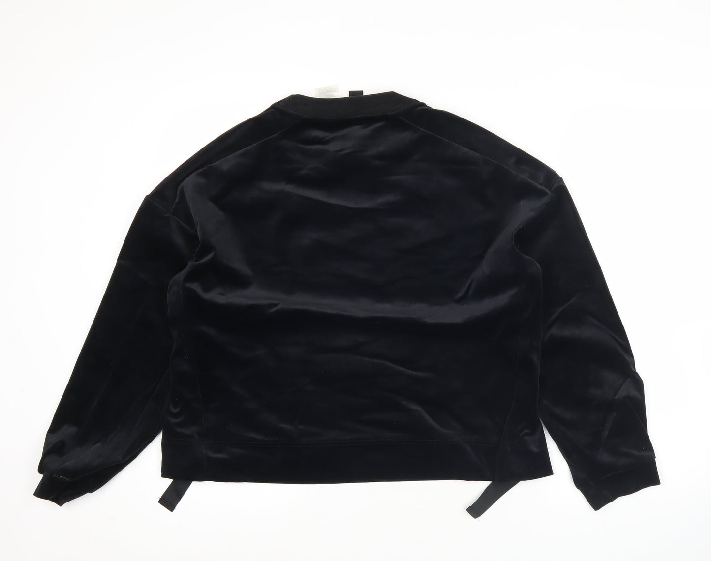 Adidas Womens Black Velour Sweatshirt Size 12 UK Pullover Long Sleeve
