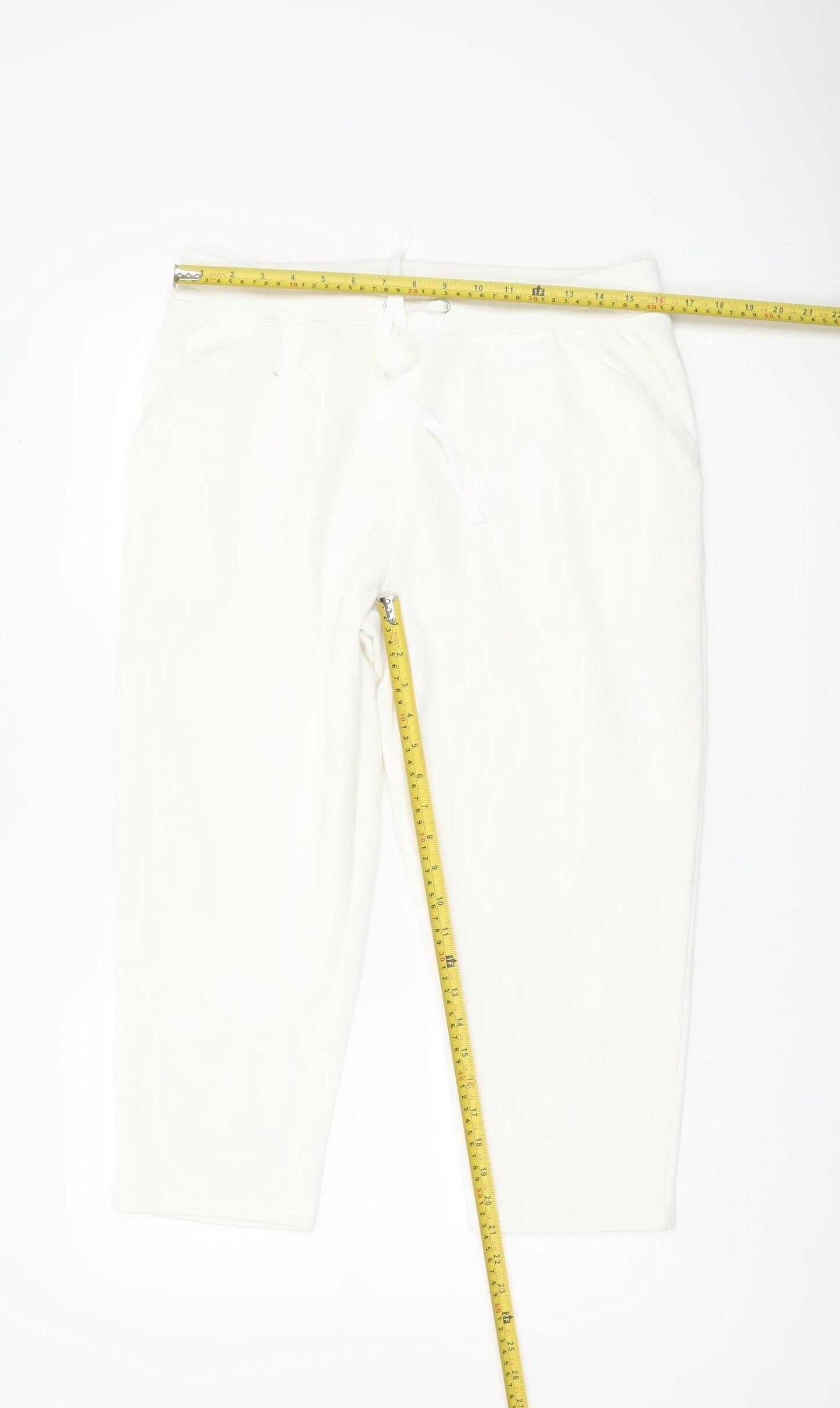 Bonmarché Women’s White Size 12 Drawstring Sweatpants Fleece Trousers